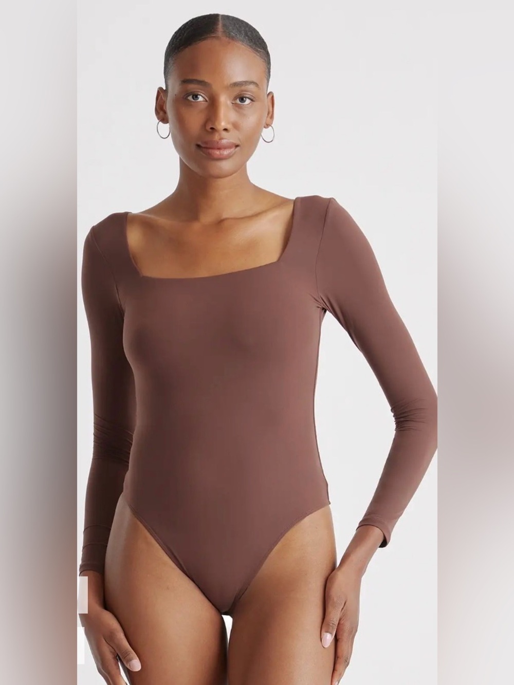 🤎Quince Second Skin Square Neck Long Sleeved Bodtsuit🤎